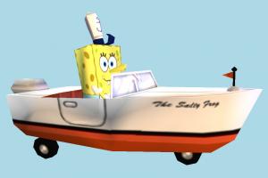 SpongeBob Boat spongebob, boat, sailboat, ship, vessel, sail, maritime, cartoon, lowpoly
